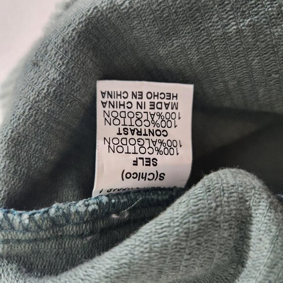 Papermoon Jacket Womens Small Sage Teal Colorblock Corduroy Shacket Cropped - Picture 8 of 10